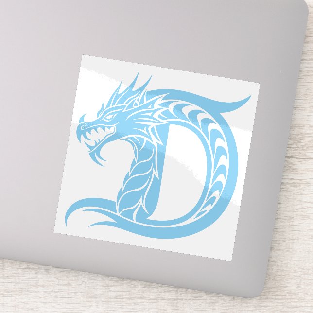 Pegatina Dragon Styled Letter D, Dragon Alphabet, Monogram (Detalle)
