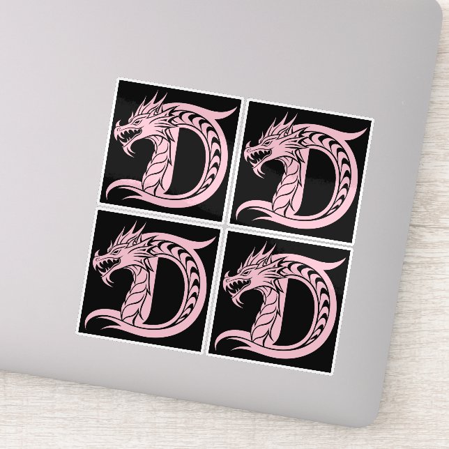 Pegatina Dragon Styled Letter D, Dragon Alphabet, Monogram (Detalle)