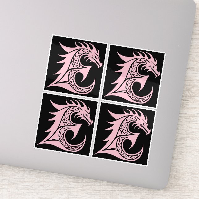 Pegatina Dragon Styled Letter E, Dragon Alphabet, Monogram (Detalle)