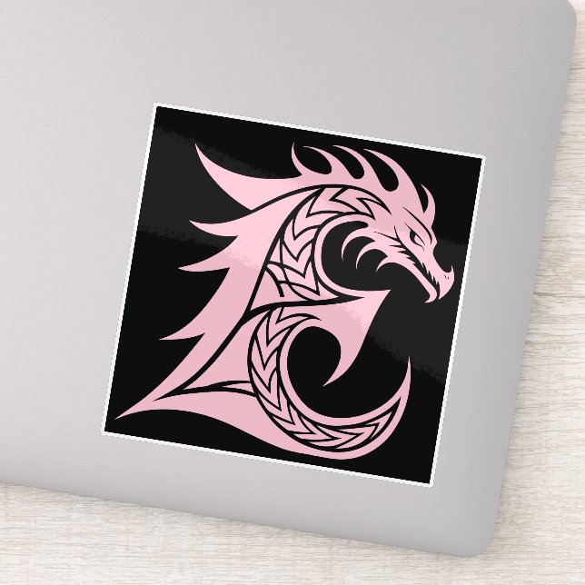 Pegatina Dragon Styled Letter E, Dragon Alphabet, Monogram (Detalle)
