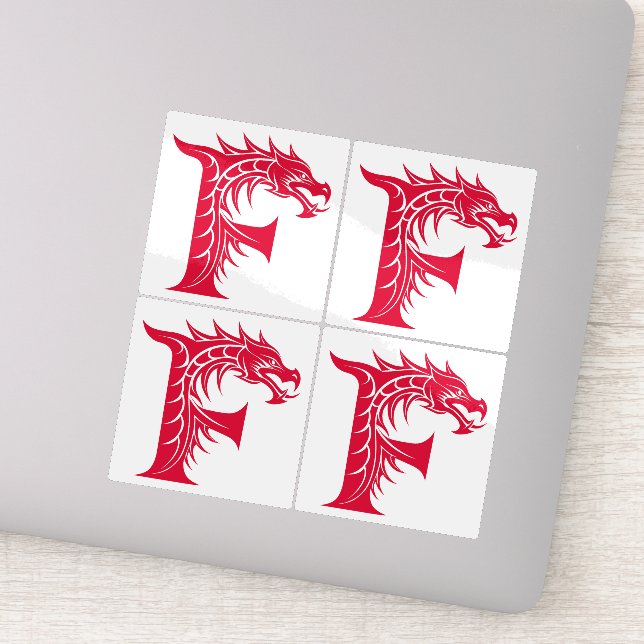 Pegatina Dragon Styled Letter F, Dragon Alphabet, Monogram (Detalle)