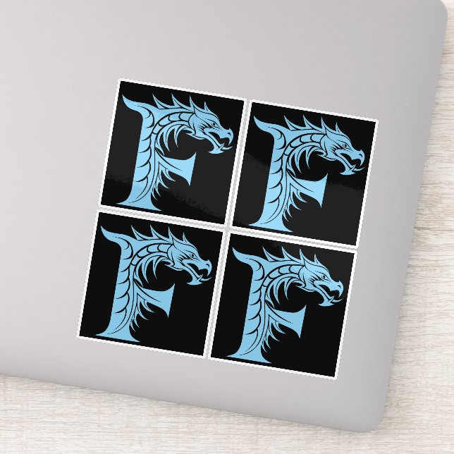 Pegatina Dragon Styled Letter F, Dragon Alphabet, Monogram (Detalle)