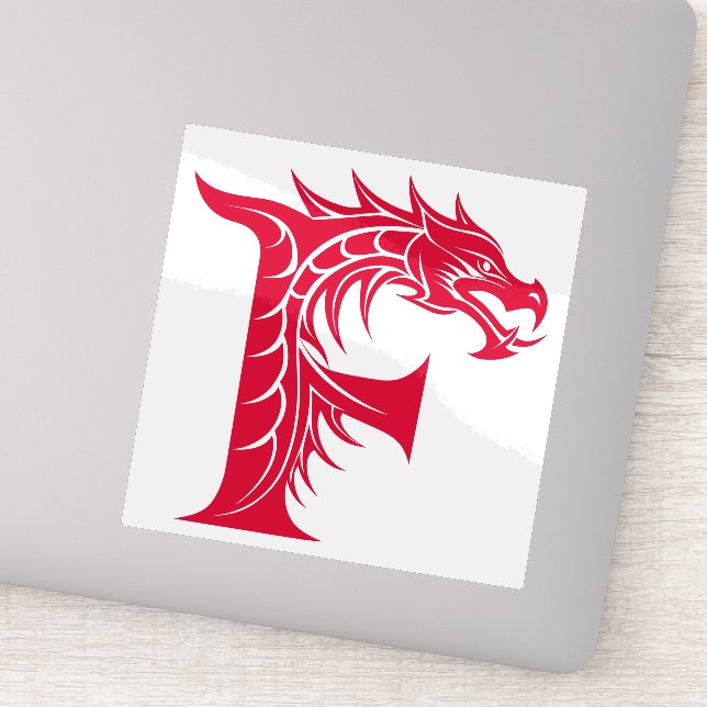 Pegatina Dragon Styled Letter F, Dragon Alphabet, Monogram (Detalle)