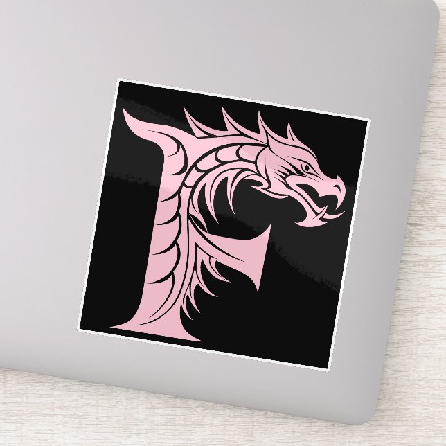 Pegatina Dragon Styled Letter F, Dragon Alphabet, Monogram (Detalle)