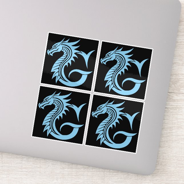 Pegatina Dragon Styled Letter G, Dragon Alphabet, Monogram (Detalle)