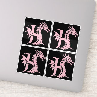Pegatina Dragon Styled Letter H, Dragon Alphabet, Monogram