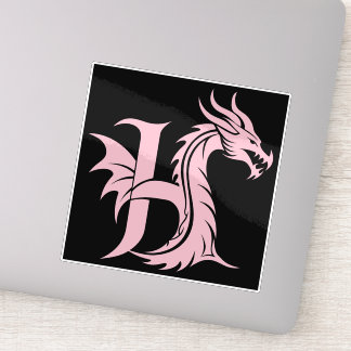 Pegatina Dragon Styled Letter H, Dragon Alphabet, Monogram