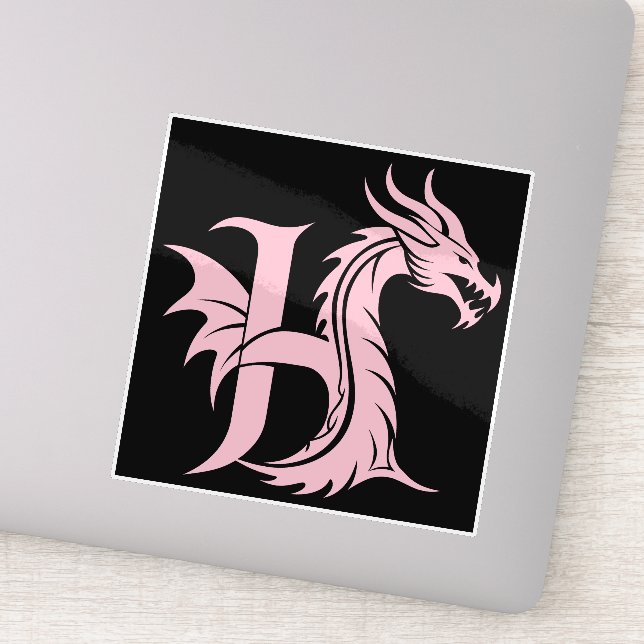 Pegatina Dragon Styled Letter H, Dragon Alphabet, Monogram (Detalle)