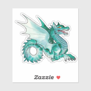 Pegatina Dragón Verde azulado de agua mediterráneo