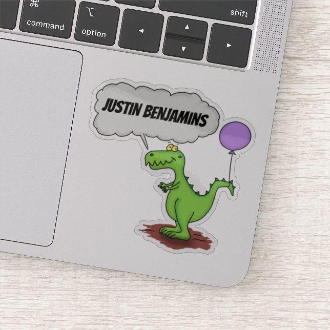 Pegatina Dragón verde gracioso y gracioso con personalizado (Detalle)