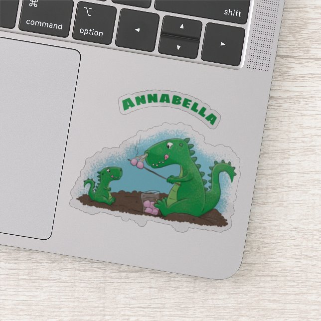 Pegatina dragones cortos asando malvaviscos personalizado (Detalle)