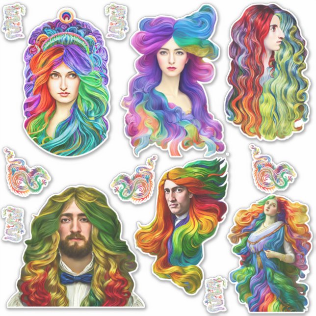 Pegatina Dragones de diosa diosa de los dioses del arcoiris (Anverso)