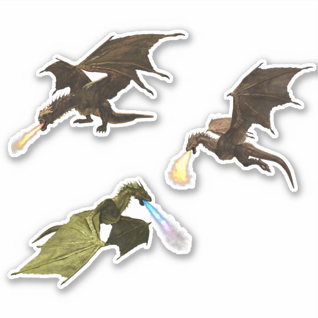 Pegatina Dragones respiradores contra incendios Wyvern (Anverso)