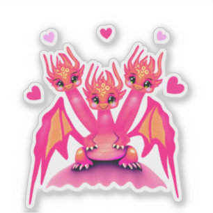 Pegatina Dragones rosados