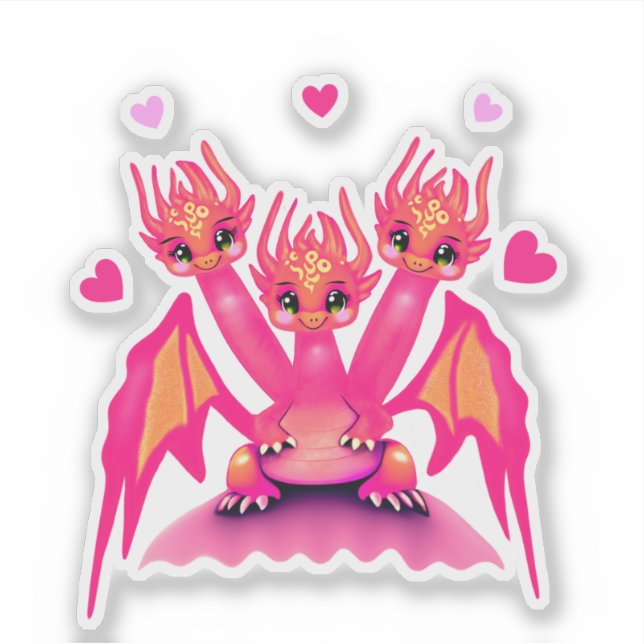 Pegatina Dragones rosados (Anverso)