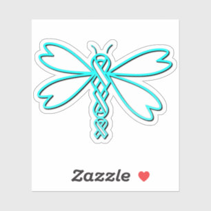 Pegatina Dragonfly con cintas para el cáncer