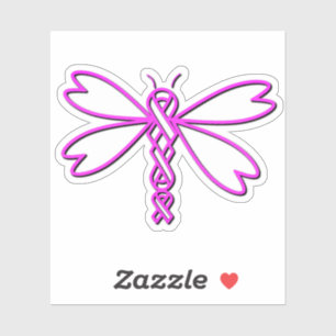 Pegatina Dragonfly con cintas para el cáncer