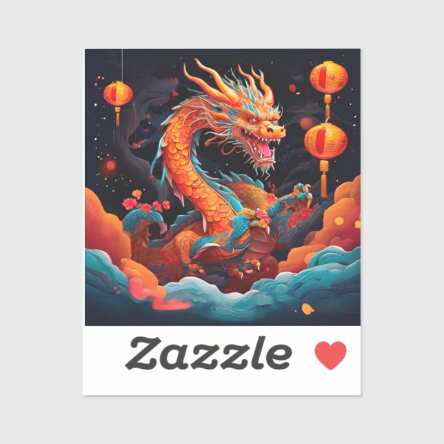 Pegatina Dramón colorido de Año Nuevo chino (Hoja)