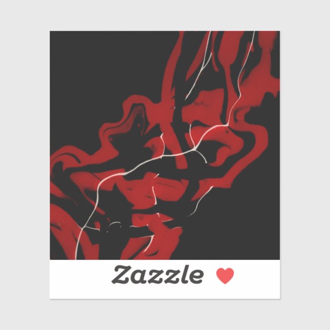 Pegatina Dreams and Nightmares Abstract Red Black Fluid Art (Hoja)