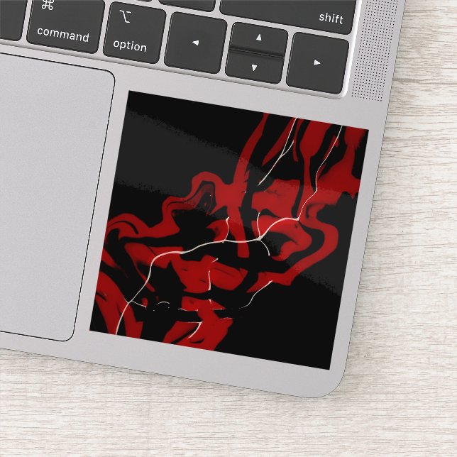Pegatina Dreams and Nightmares Abstract Red Black Fluid Art (Detalle)