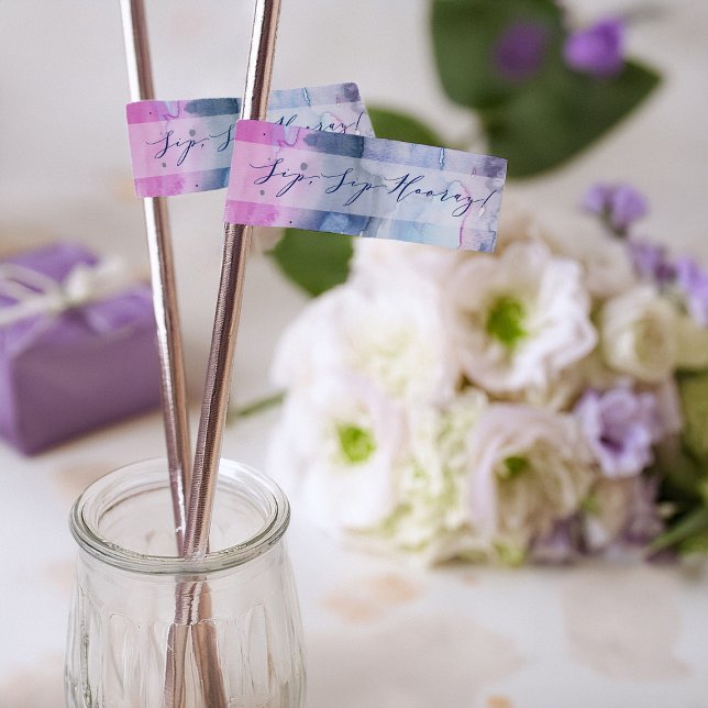 Pegatina Dreamy Spring Bridal Shower Straw Flag Stickers (Subido por el creador)