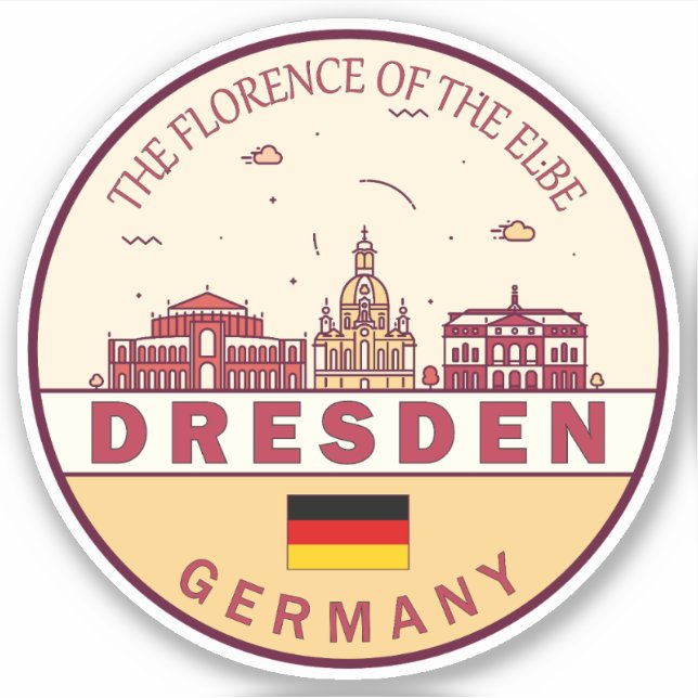 Pegatina Dresden Alemania City Skyline Emblem (Anverso)