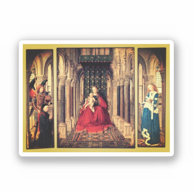 Pegatina Dresden Triptych (por Jan van Eyck, 1437) (Anverso)
