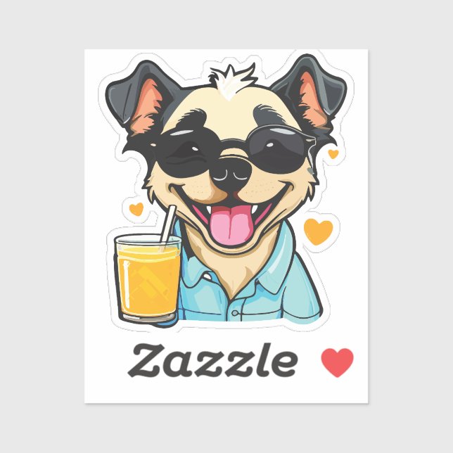 Pegatina drink-loving dog (Hoja)