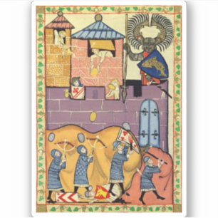 Pegatina Dropping Rocks, Manesse del Codex del Siglo XIV