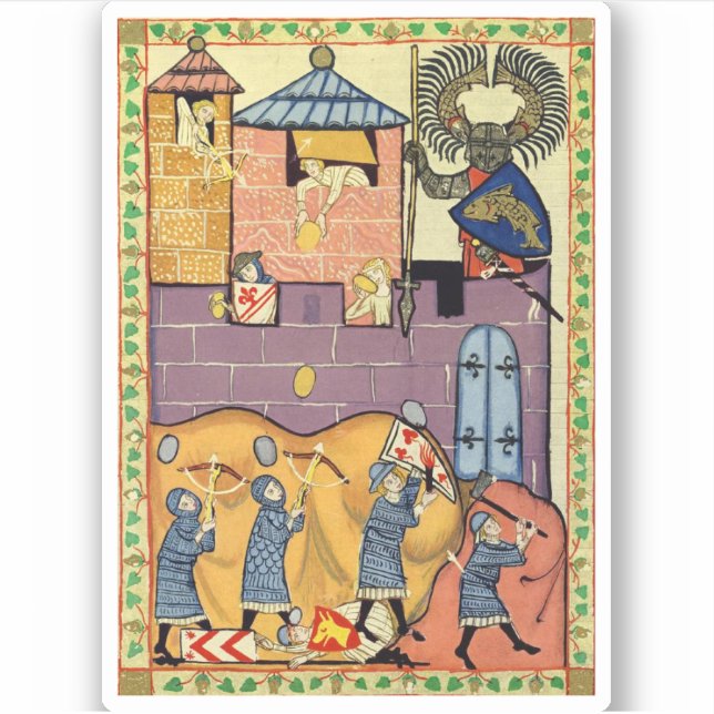 Pegatina Dropping Rocks, Manesse del Codex del Siglo XIV (Anverso)