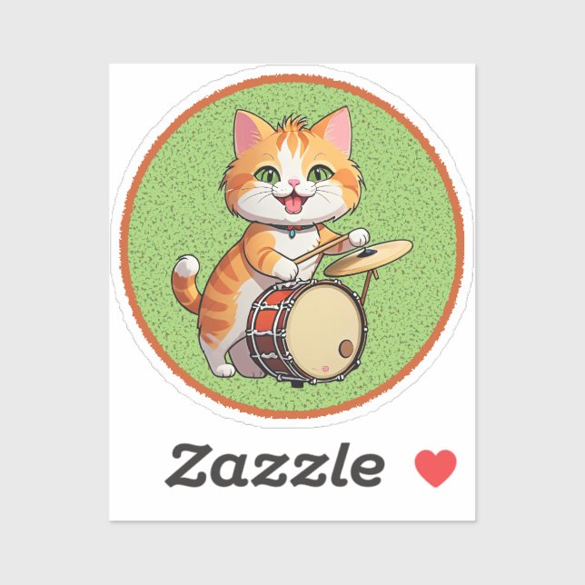Pegatina drummer cat (Hoja)
