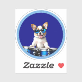 Pegatina drummer dog
