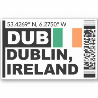 Pegatina DUB Dublin Boarding Pass - Ireland Travel