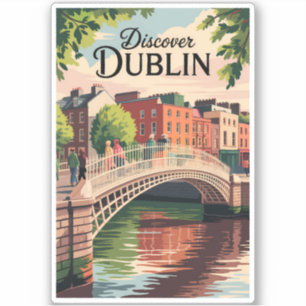 Pegatina Dublín Irlanda Ilustracion Viajes de arte