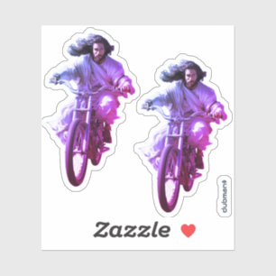 Pegatina Dubman Does Design: Jesús sobre Ruedas, Enviado de