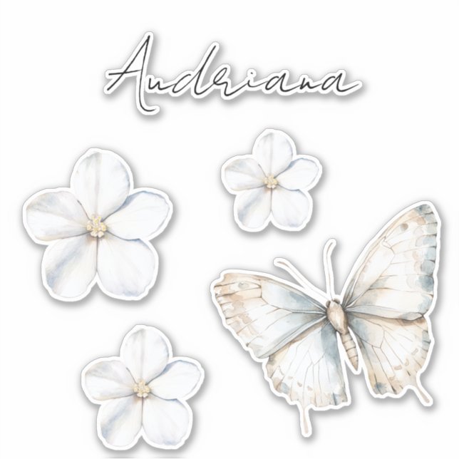 Pegatina Ducha de novia con mariposa azul bonito (Anverso)