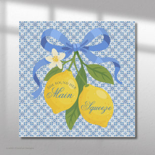 Pegatina Ducha de Novia Mediterránea con Azulejos Azules y 