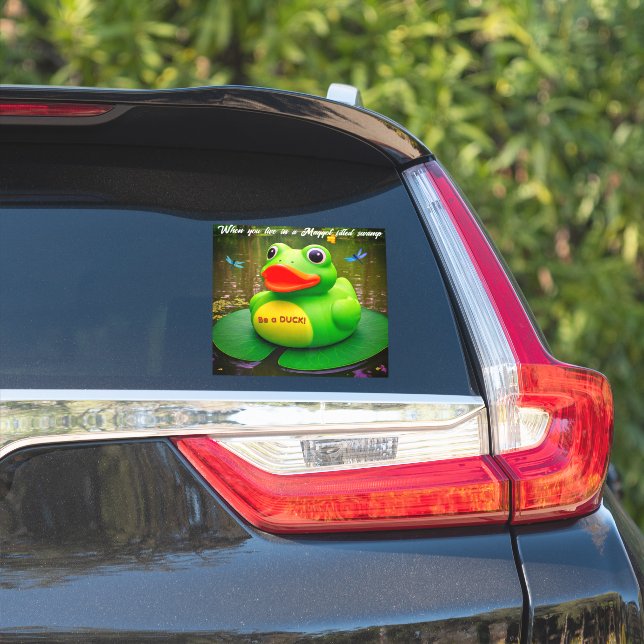 Pegatina Duck Frog Swamp Custom-Cut Vinyl Sticker (Lado del coche)