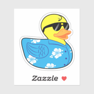 Pegatina Ducky de goma en hawaiana de la camisa hawaiana