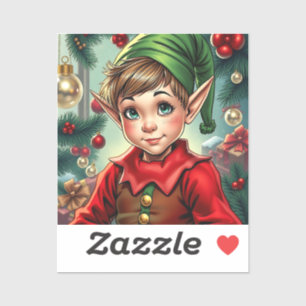 Pegatina Duende de dibujos animados caprichoso Navidad