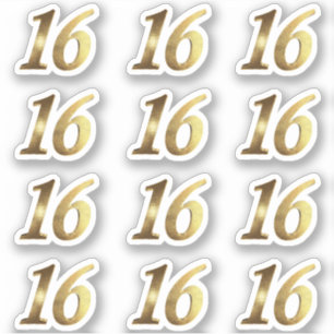 Pegatina Dulce 16 Faux Gold 16° Aniversario