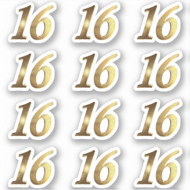 Pegatina Dulce 16 Faux Gold 16° Aniversario (Anverso)
