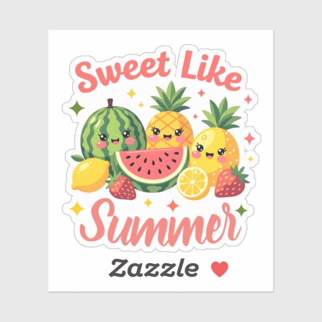 Pegatina Dulce Como Amigos De Frutas Kawaii De Verano (Hoja)