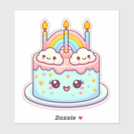 Pegatina dulce de cumpleaños lindo con arco iris