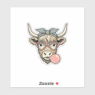 Pegatina Dulce diseño vectorial vintage de chicle de vaca d