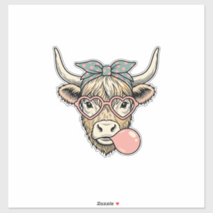 Pegatina Dulce diseño vectorial vintage de chicle de vaca d