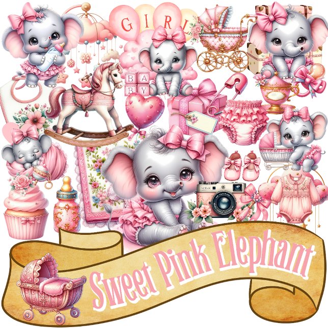 Pegatina Dulce Elefante Rosa - Sonrisas de Mani (Subido por el creador)