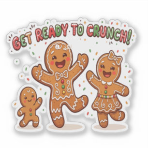 Pegatina Dulce familia de pan de jengibre Navidad