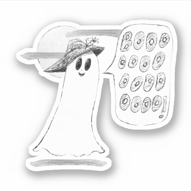 Pegatina Dulce Fantasma Con Gorro de Halloween (Anverso)