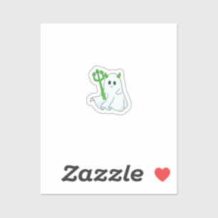 Pegatina Dulce Fantasma Diablo con Tridente Verde